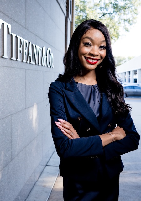 business woman outside Tiffany & co