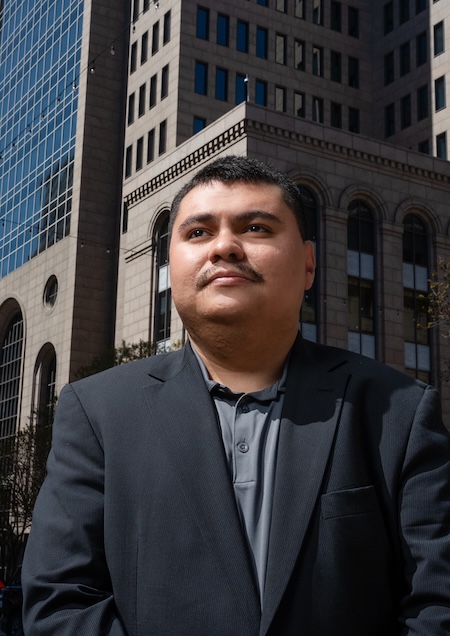 business professional in downtown dallas
