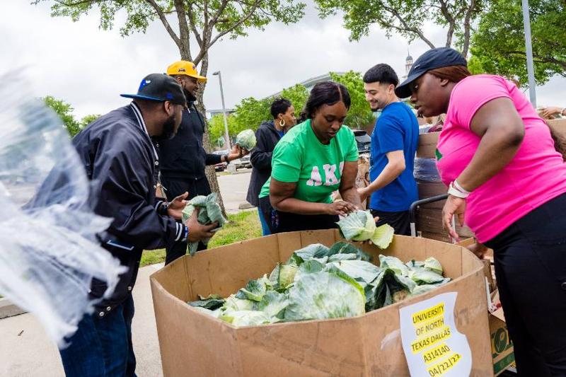 Volunteers Prepare Fresh Produce Before Distribution to Mobile Food Pantry Recipients
