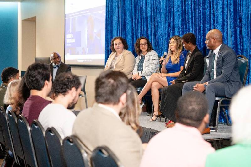 Students Listen as Five Dallas-Area Business Professionals Give Career Advice During a Panel Discussion