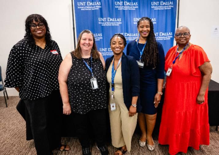 From Left to Right: Dr. Sheila Lamar, Senior Lecturer, Human Services Management & Leadership, Dr. Stacey Reynolds, Assistant Professor, Social Works, Dr. Corron Sanders, Assistant Professor, Public Health, Dr. Bonique Morton, Lecturer, Public Health, Dr. Janice Moore, Senior Lecturer, Child Development & Family Services