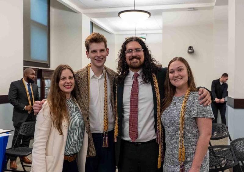 Professor Practice and Director of Advocacy Competitions Allie Van Stean (left) with UNT Dallas Law Students at An Awards Event