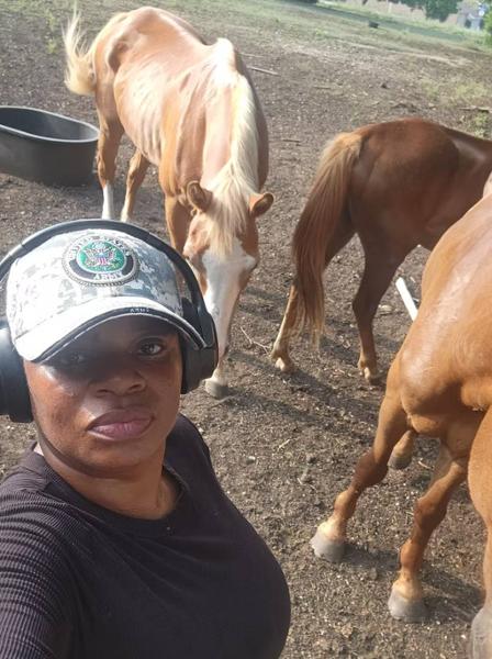 UNT Dallas Alumna Arlana Brumfield and Her Horses at Soilutions Holistic Urban Garden