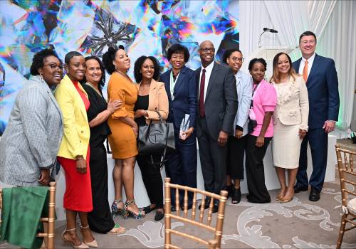 Provost Stewart with her husband, members of the UNT Dallas Advancement Division and other university employees