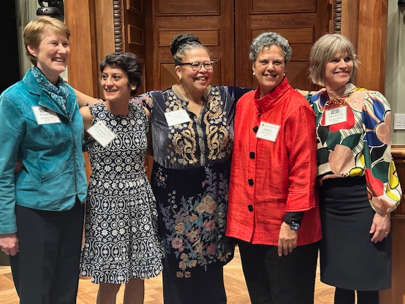 Professor Cheryl Wattley (second from right) joined by her fellow Smith College Medal honorees Brenda Ekwurel (left) Sarah Belal (second from left), Tomi-Ann Roberts (far right) and Smith College president Sarah Willie-LeBreton