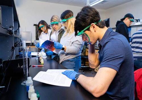 students in science lab