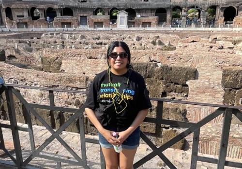pricila fuentas visits the Colosseum in Rome, Italy