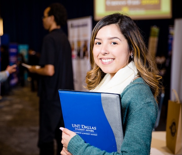 student at career fair