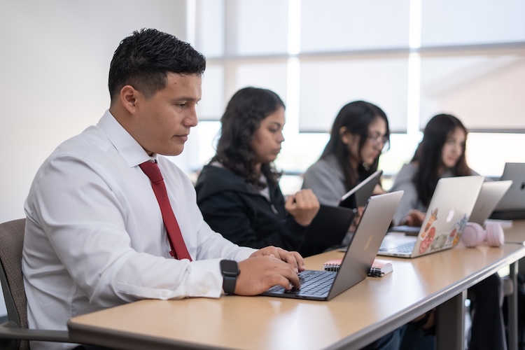 student in classroom