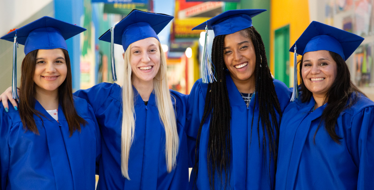 Students in caps and gowns