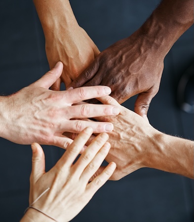 varied hands in a circle