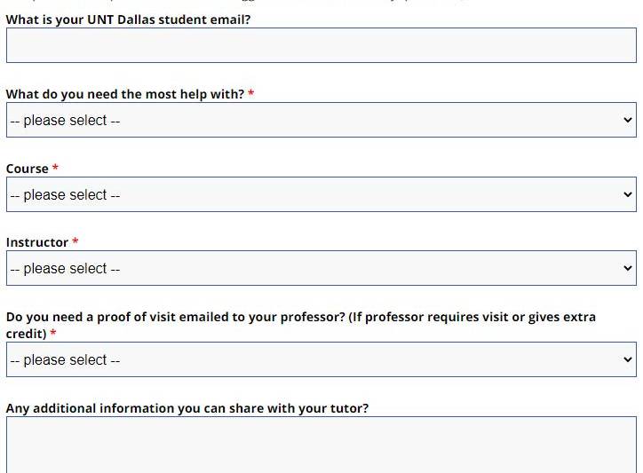 screenshot of questions about the appointment