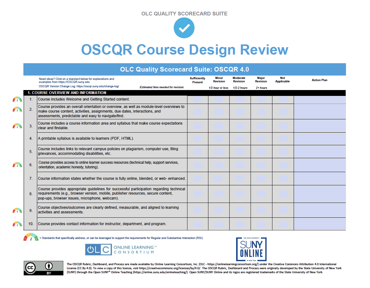 Image of Page 1 of the OSCQR Scorecard 4.0