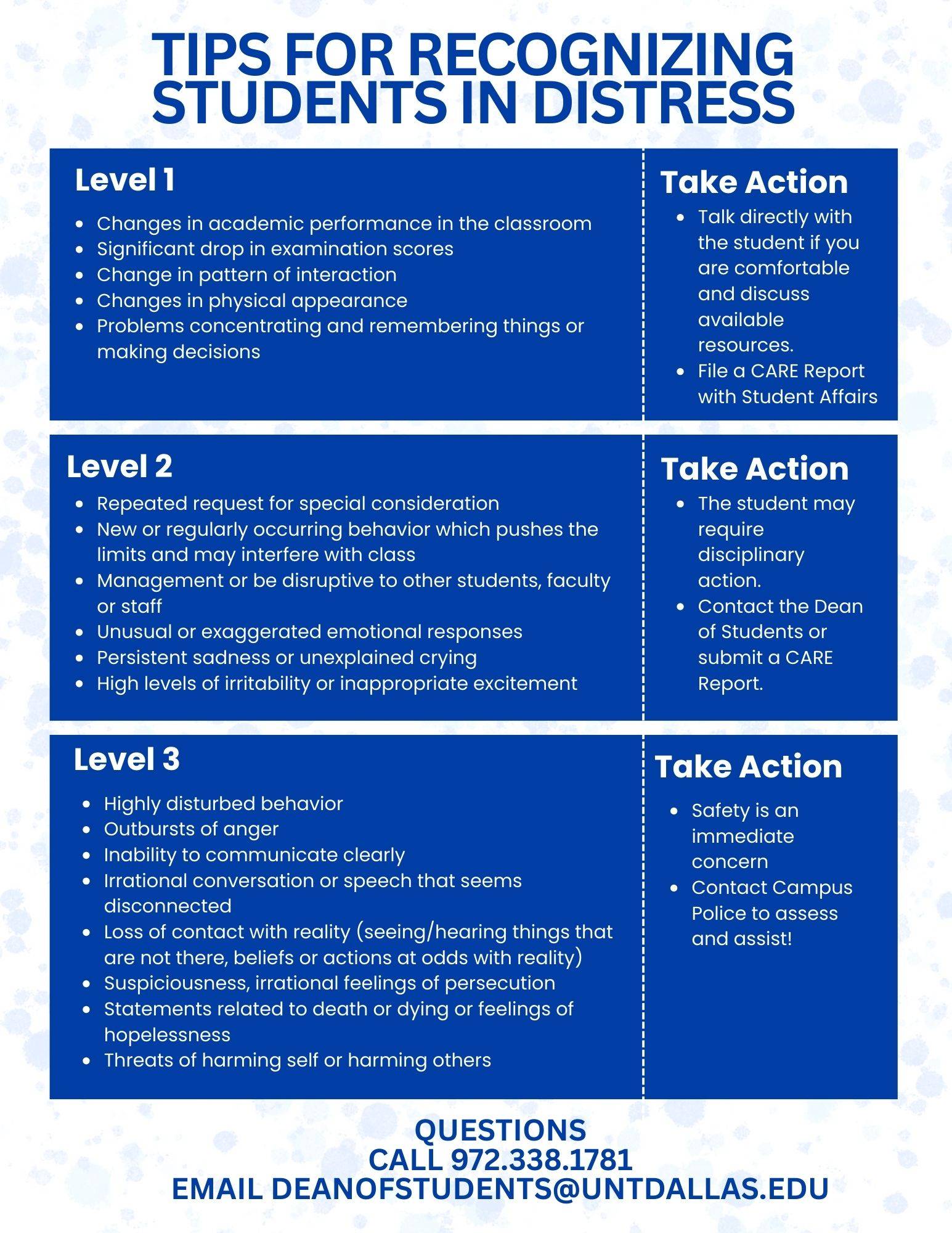 Tips for Recognizing Students in Distress